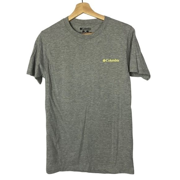 Columbia Gray & Yellow Mountain Back Graphic Short Sleeve T-Shirt S - Picture 2 of 4